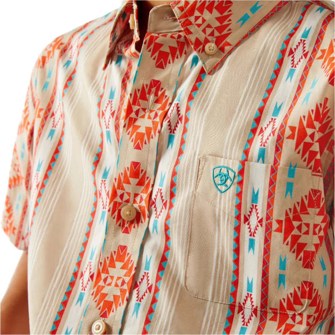 Ariat Boys' Aztec Print Short Sleeve Button Shirt - Image 3