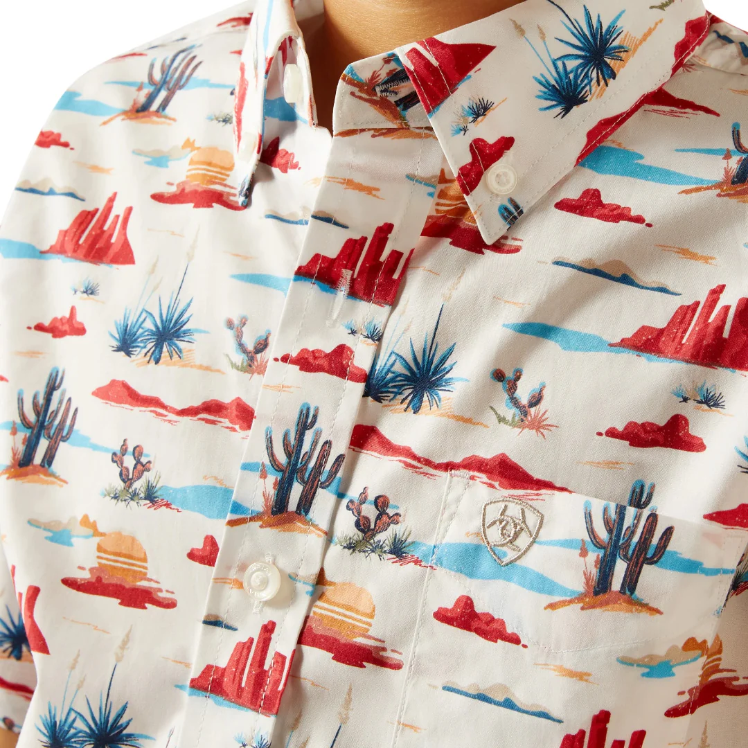 Ariat Boys' Scout Desert Print Short Sleeve Button Shirt - Image 3