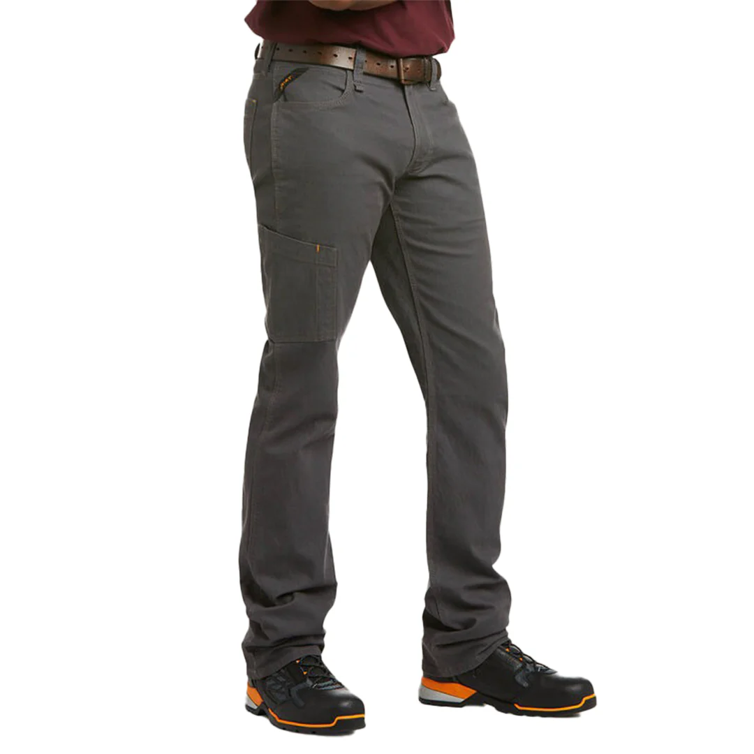 Ariat Men's Rebar M4 Low Rise DuraStretch Made Tough Stackable Straight Leg Grey Pant - Image 2