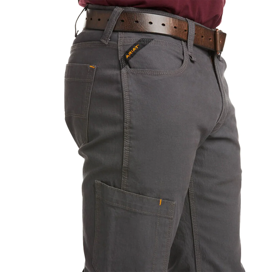 Ariat Men's Rebar M4 Low Rise DuraStretch Made Tough Stackable Straight Leg Grey Pant - Image 4