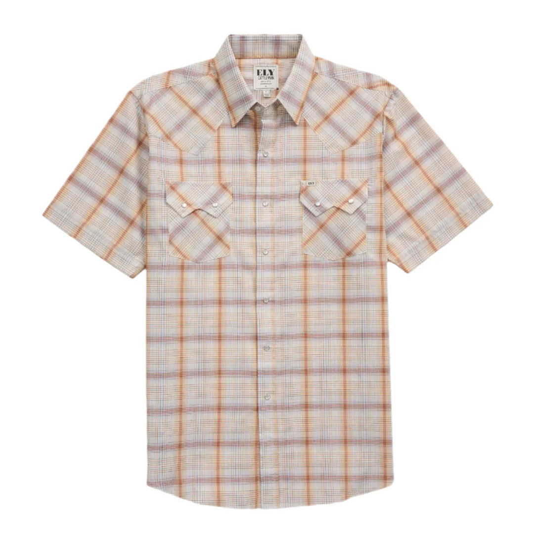 Ely Cattleman Men's Plaid Short Sleeve Snap Shirt - Image 3
