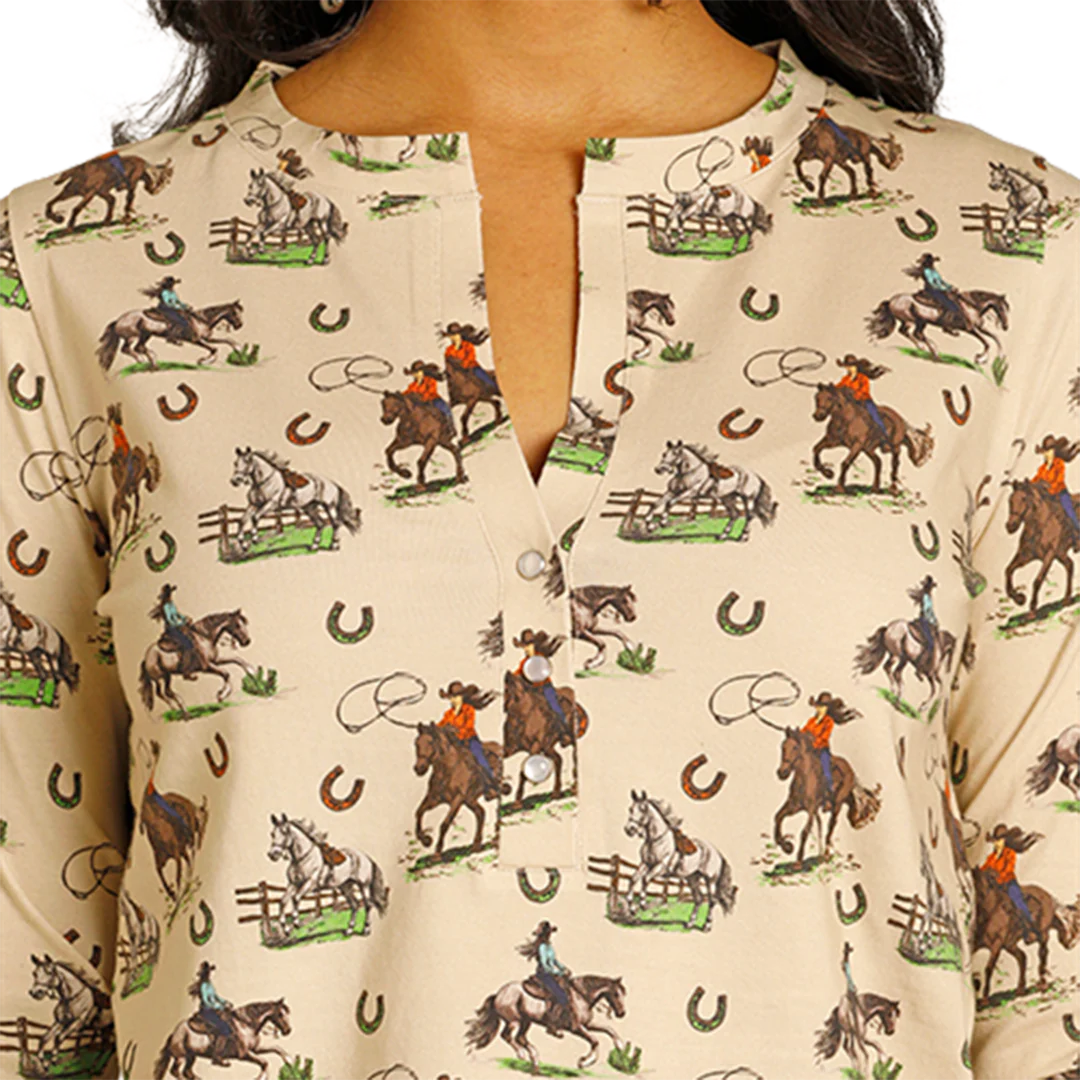 Panhandle Women's Saddle & Spruce Long Sleeve Blouse - Image 3