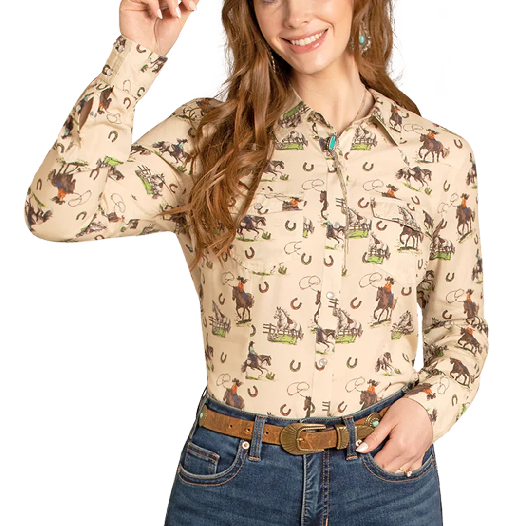 Panhandle Women's Saddle & Spruce Long Sleeve Snap Shirt