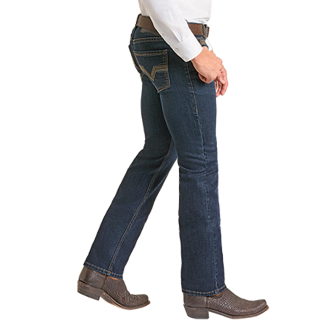 Rock & Roll Denim Men's Embroidery Skinny Straight Jeans - Image 3