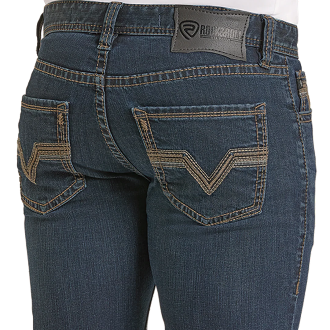 Rock & Roll Denim Men's Embroidery Skinny Straight Jeans - Image 4