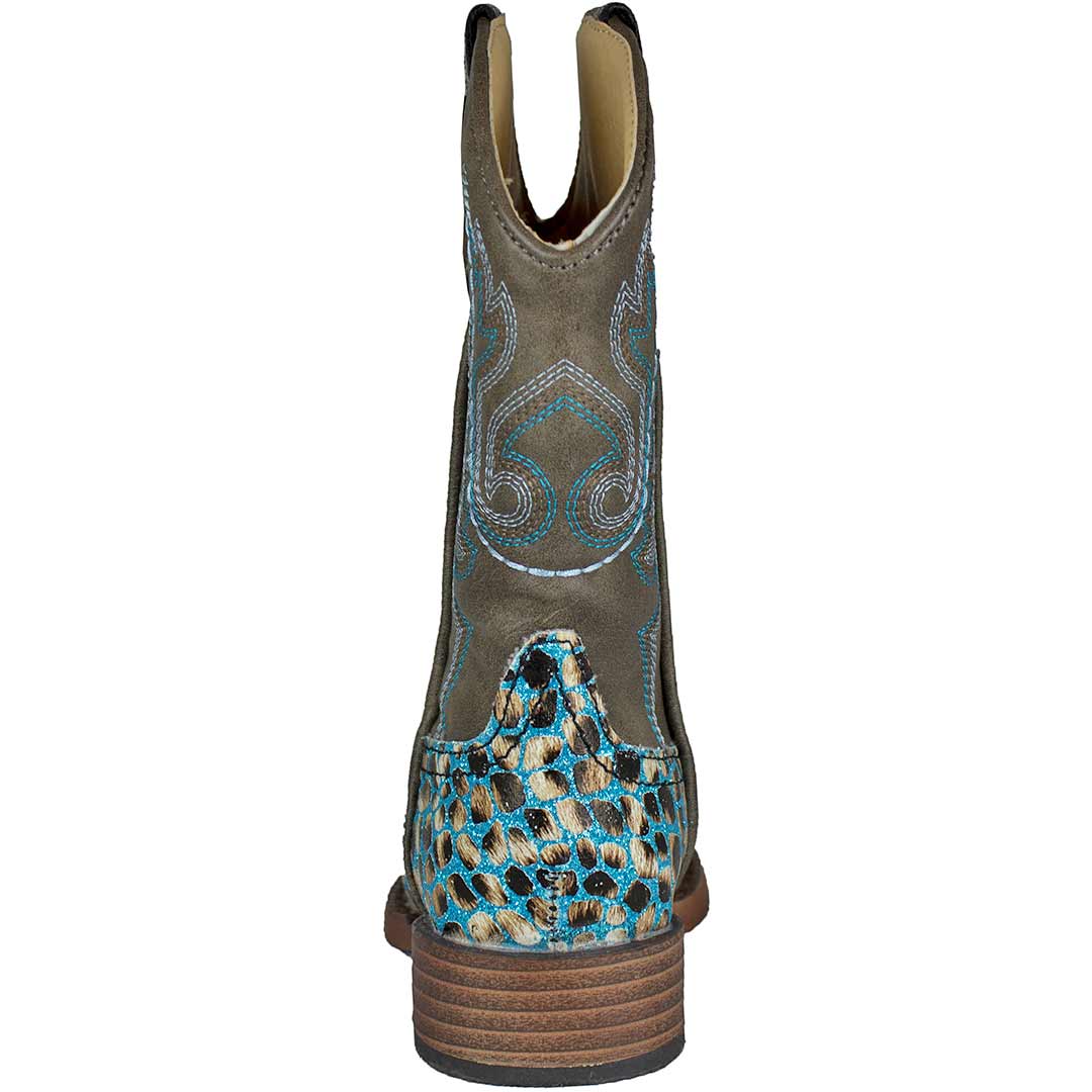 Roper Girls' Glitter Leopard Square Toe Cowgirl Boots - Image 5