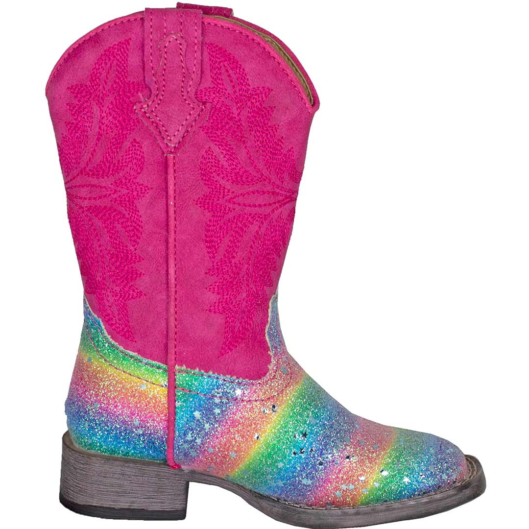 Roper Girls' Rainbow Glitter Cowgirl Boots - Image 3