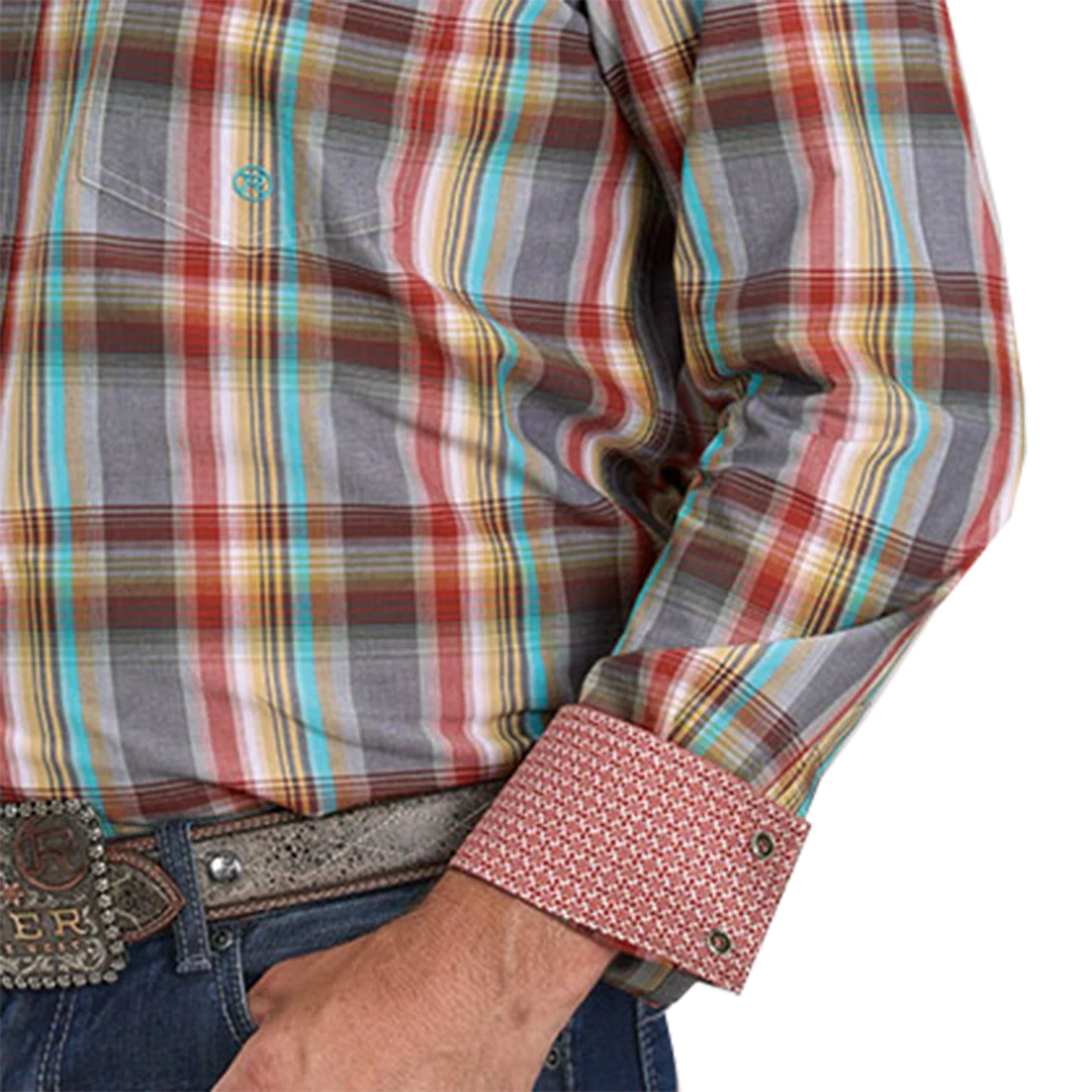 Roper Men's Amarillo Collection Plaid Long Sleeve Snap Shirt - Image 3