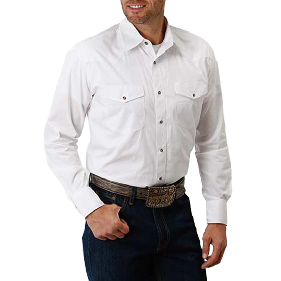 Roper Men's Solid Poplin Long Sleeve Snap Shirt