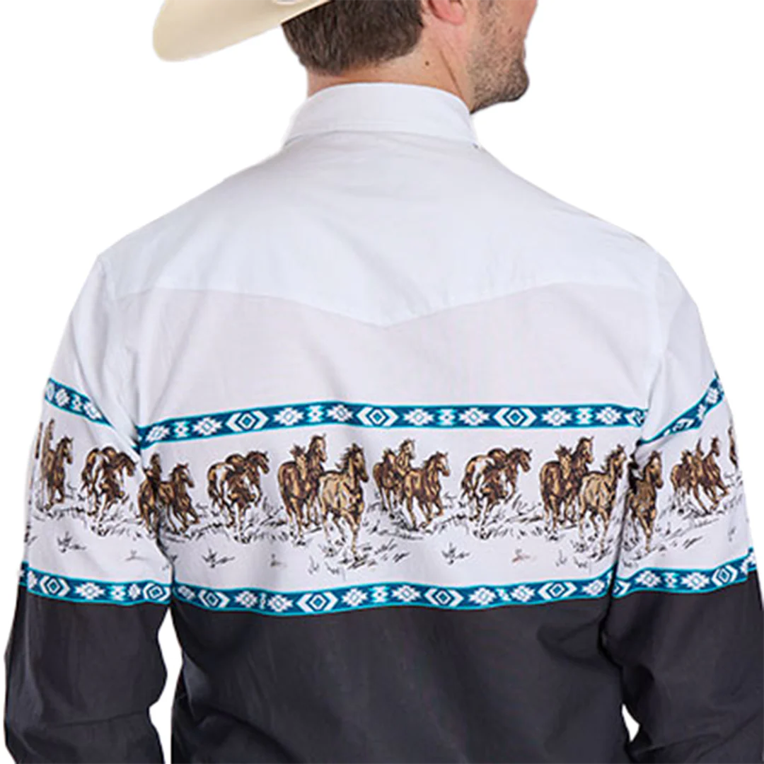 Roper Men's Vintage Collection Horse Border Long Sleeve Snap Shirt - Image 2