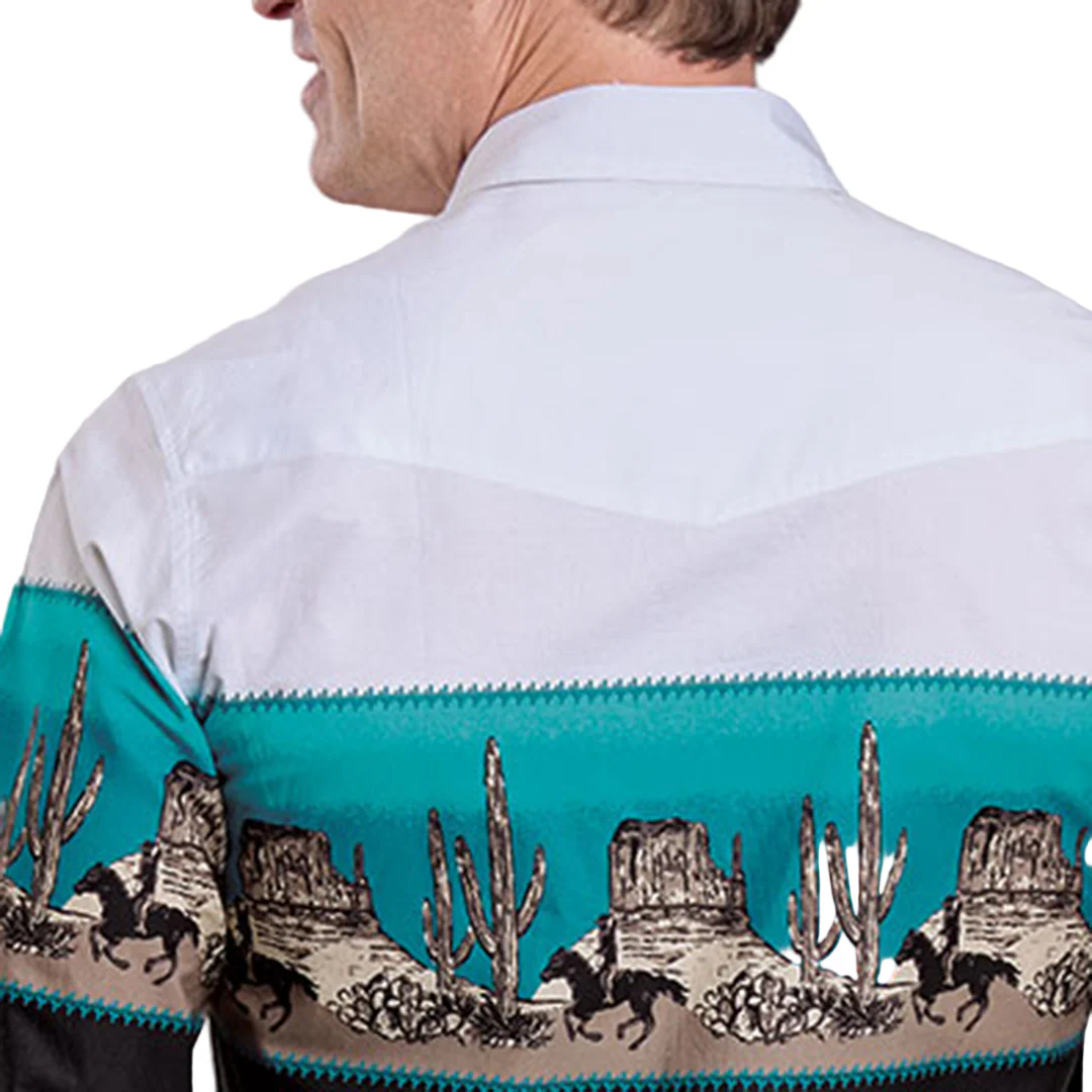 Roper Men's Vintage Collection Scenic Print Border Long Sleeve Snap Shirt - Image 2
