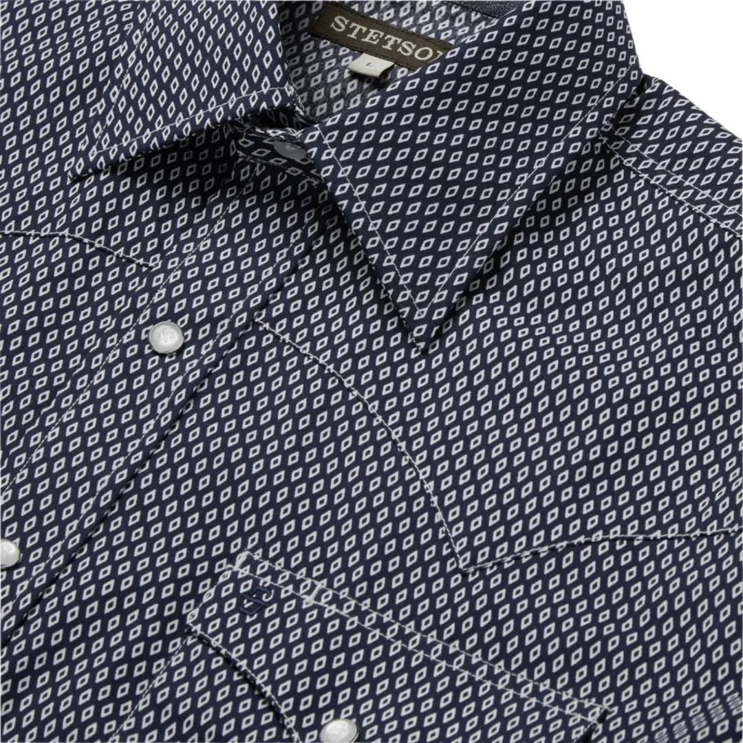 Stetson Men's Diamond Print Long Sleeve Snap Shirt - Image 4