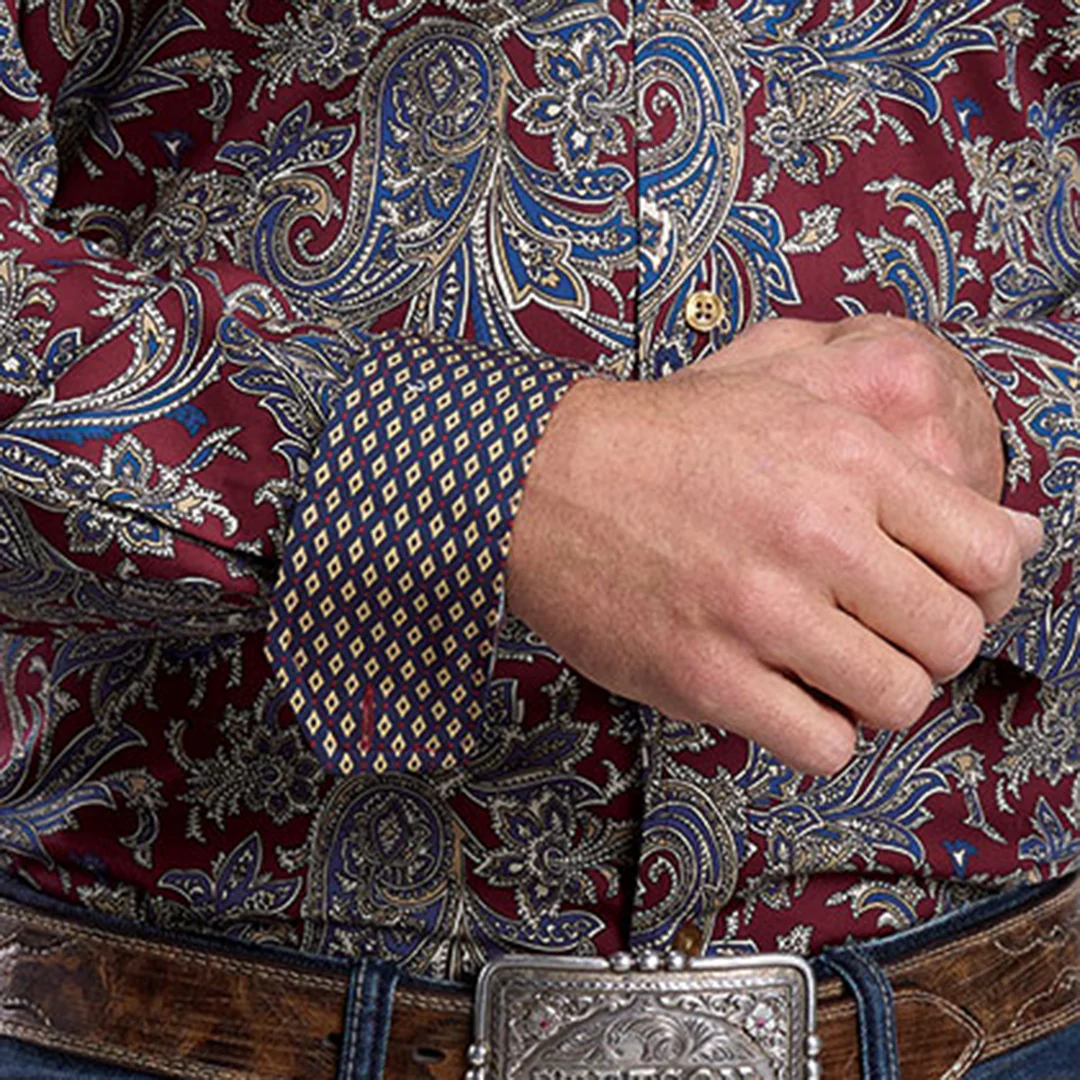 Stetson Men's Paisley Print Long Sleeve Button Shirt - Image 3