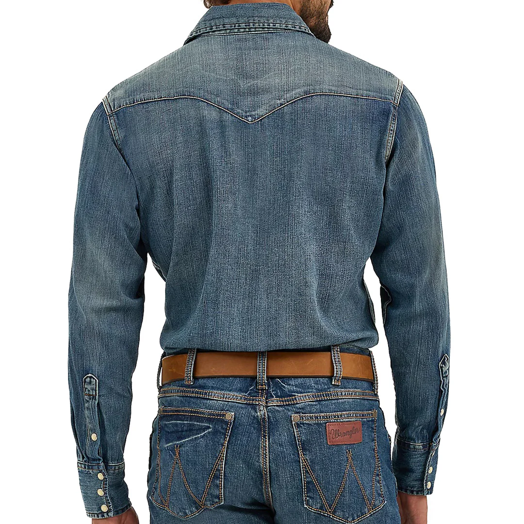 Wrangler Men's Denim Western Long Sleeve Work Shirt - Image 2