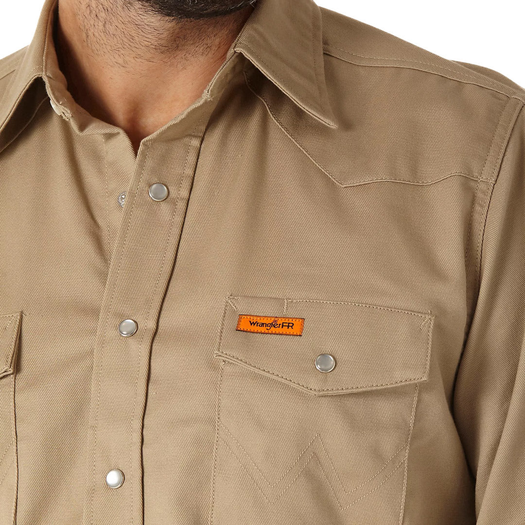 Wrangler Men's Flame Resistant Solid Long Sleeve Snap Work Shirt - Image 3