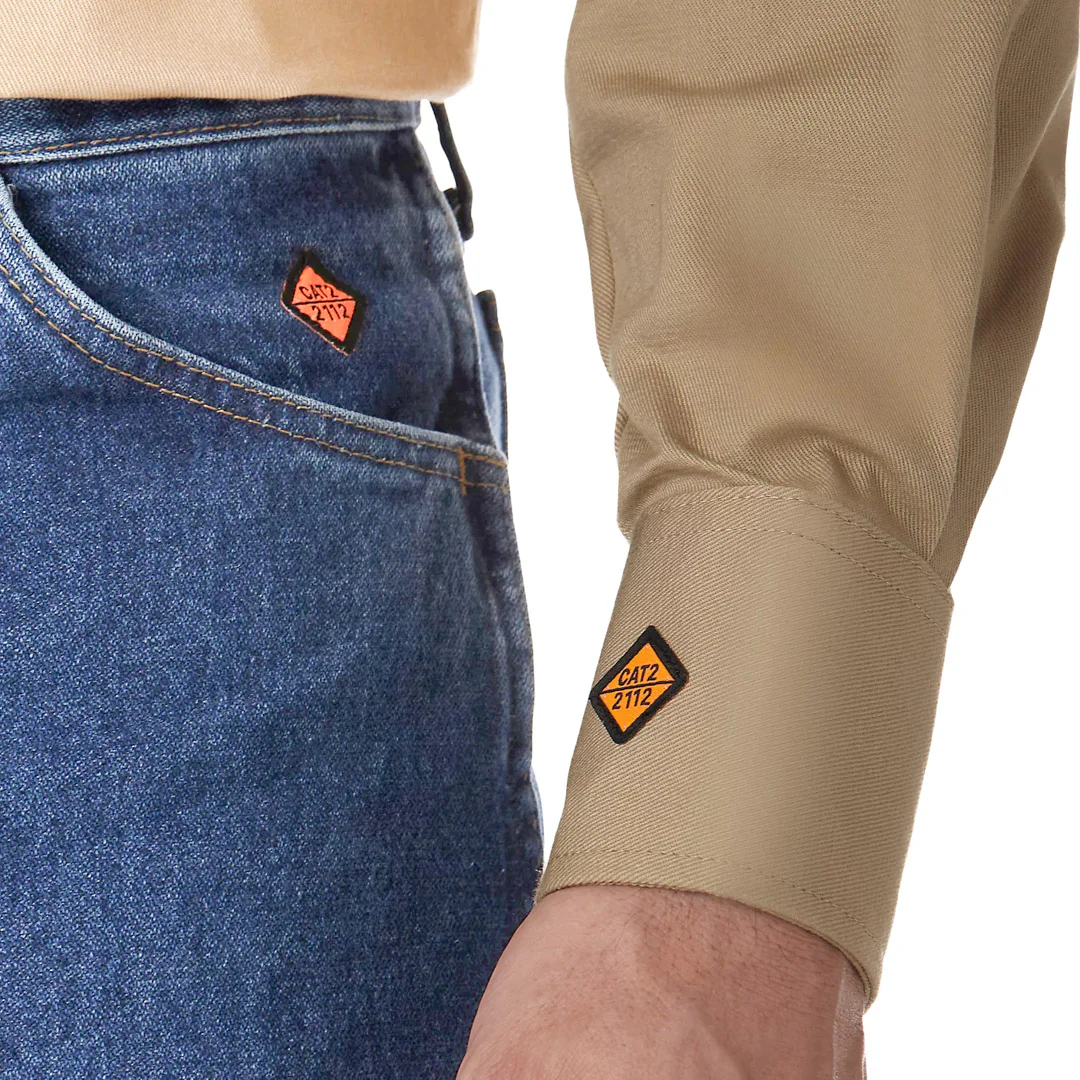 Wrangler Men's Flame Resistant Solid Long Sleeve Snap Work Shirt - Image 5