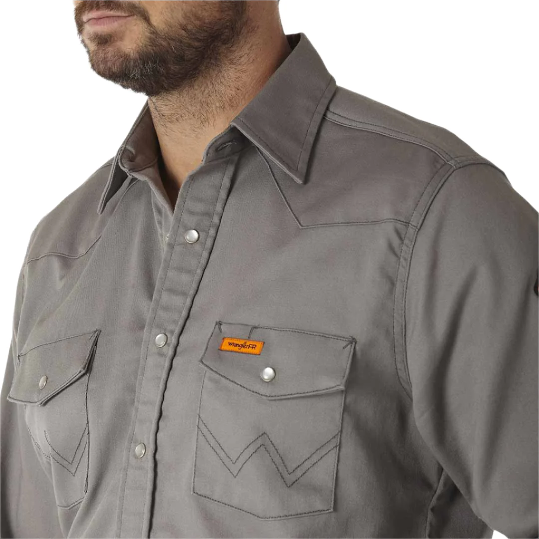 Wrangler Men's FR Flame Resistant Long Sleeve Snap Work Shirt - Image 3