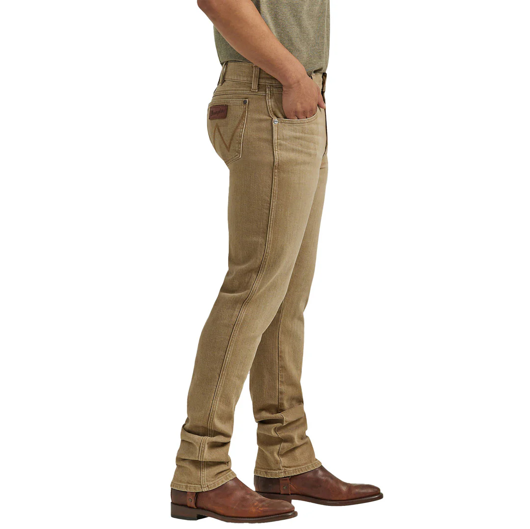 Wrangler Men's Retro Slim Fit Straight Leg Jeans In Tan - Image 3