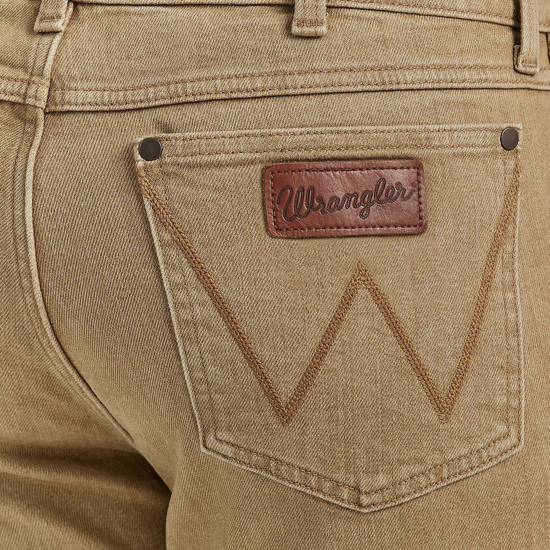 Wrangler Men's Retro Slim Fit Straight Leg Jeans In Tan - Image 4