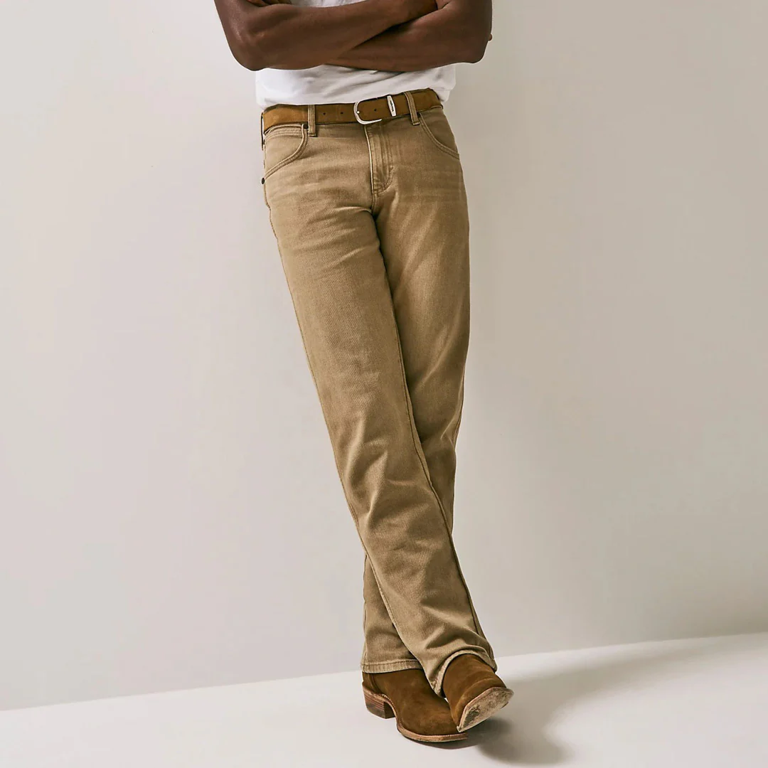 Wrangler Men's Retro Slim Fit Straight Leg Jeans In Tan - Image 6