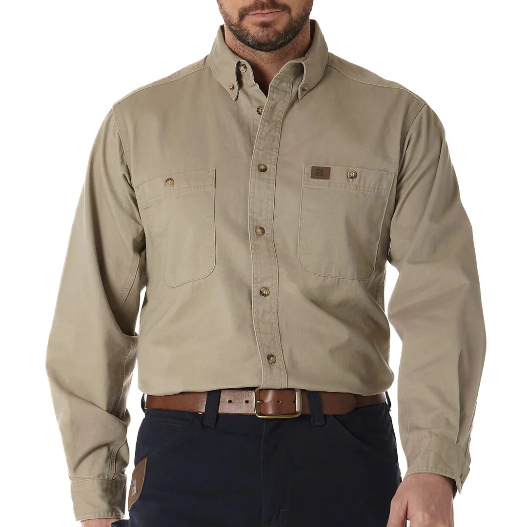 Wrangler RIGGS Men's Solid Twill Long Sleeve Button-Down Shirt - Image 4
